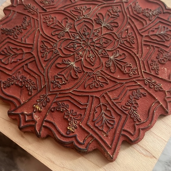 Holly Berry House Large Rubber Wooden Handmade Square Design Craft Stamp - Picture 5 of 5